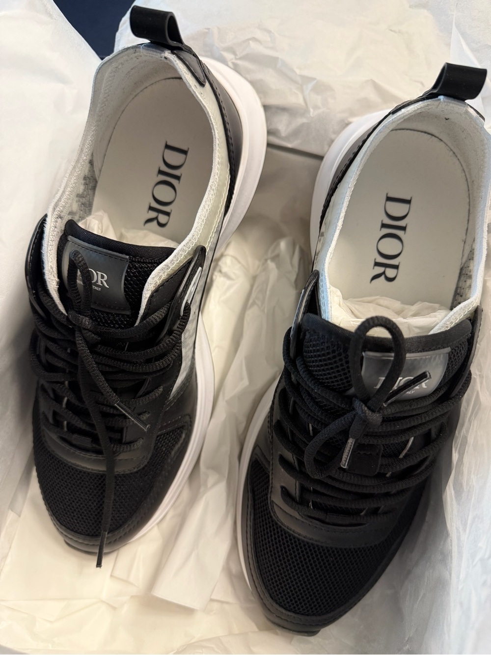 Dior Men's Black and White Athletic Sneakers - Picture 2 of 5